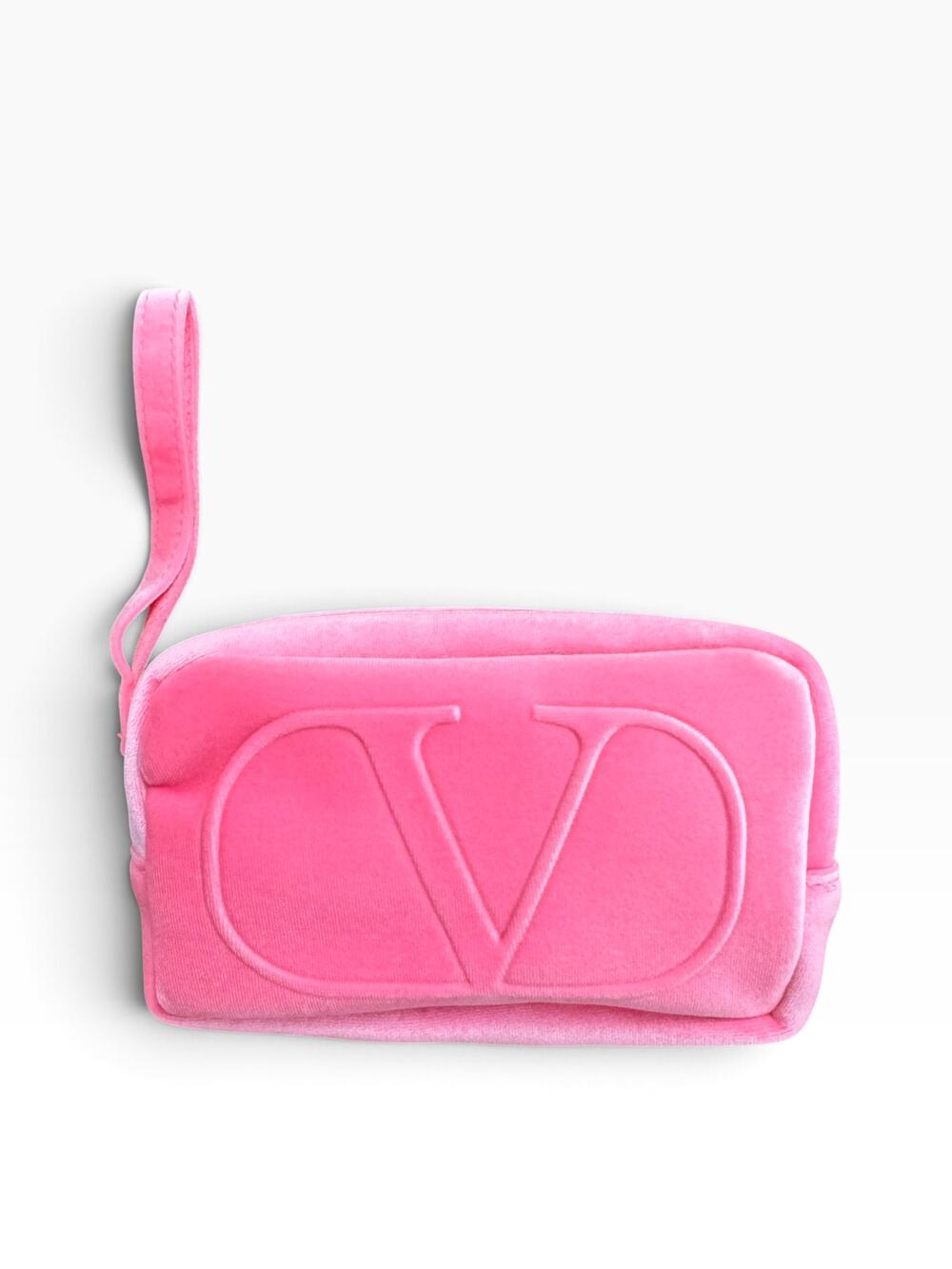 GWP Valentino Beauty Pink Velvet VLogo Cosmetic Pouch Wristlet